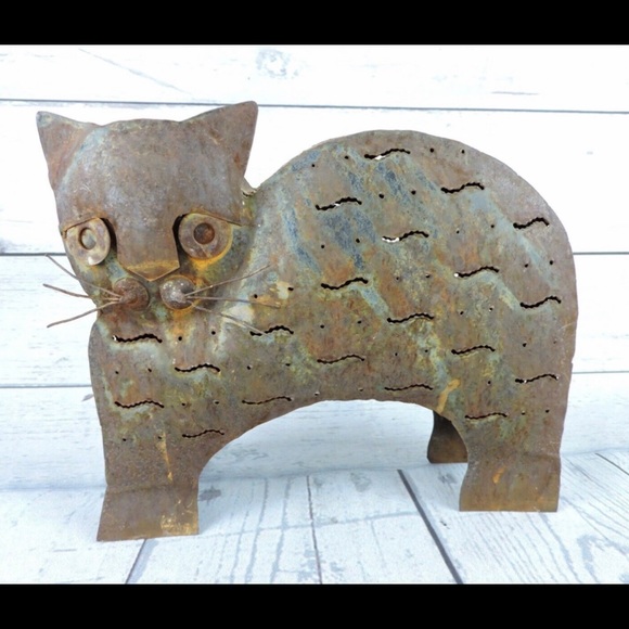 Accents Folk Art Metal Cat Candle Holder Welded Sculpture Poshmark